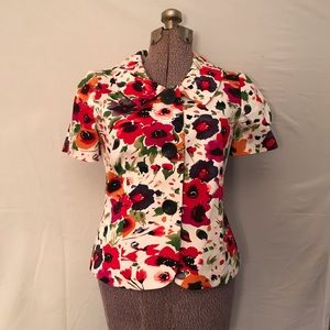 NYP Ladies short sleeve, floral print jacket.